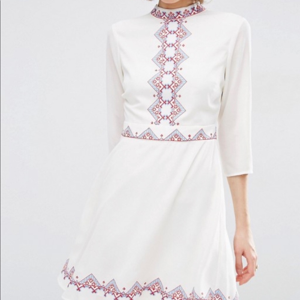ASOS Embroidered Folk Skater Dress